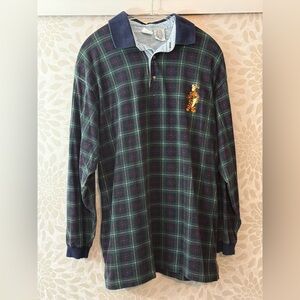 Vintage Disney 90s Men’s L Green Plaid TIGGER Embroidered Long Sleeve Shirt
